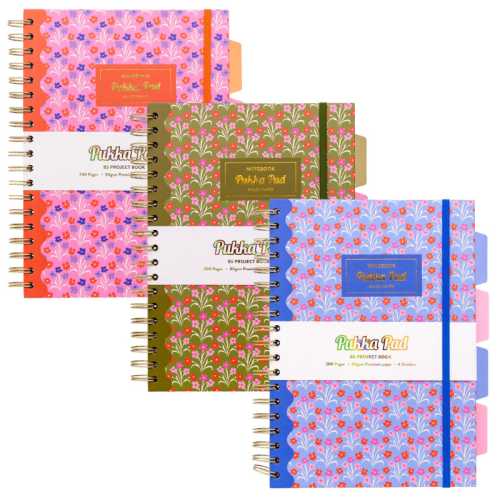 Floral B5 5-Subject Divider Notebooks, 3 Pack