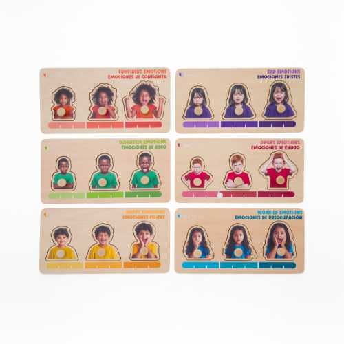 Emotions Wooden Peg Puzzles, Expressions Collection, 6-Pack