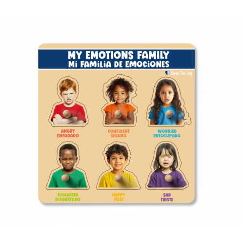 My Emotions Family Wooden Peg Puzzle, Expressions Collection, 7 Pieces