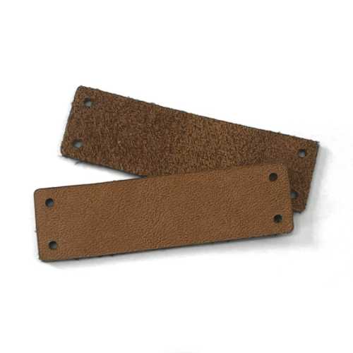 Genuine Leather Sew-In Clothing Labels, 55 x 16 mm, Dark Brown, 5 Count