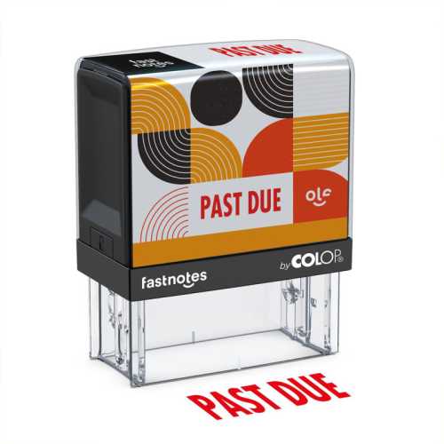 Self-Inking Past Due Message Stamp, Red Ink, Clear Alignment Base, 2 Design Cards