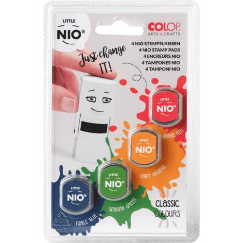 Little NIO Round Replacement Ink Pads, Classic Colors, 0.67 Inch, 4 Piece Set
