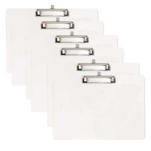 Reusable Dry-Erase Clipboards with Side Clip and Pen Holder, 9 x 12.5 Inches, 6 Pack