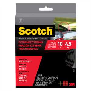 Reclosable Extreme Fastener Roll, 1 Inch x 10 ft, Black