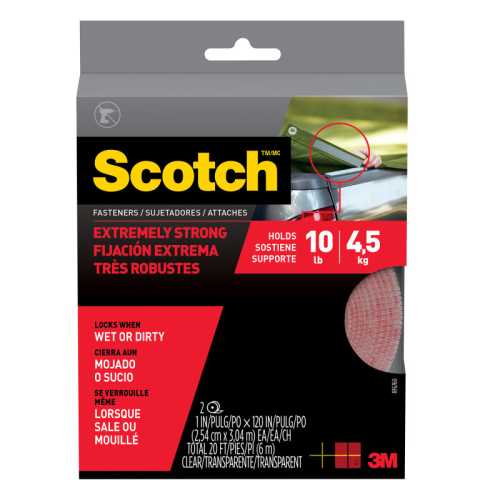 Reclosable Extreme Fastener Rolls, 1 Inch x 10 ft, Clear, 2-Pack
