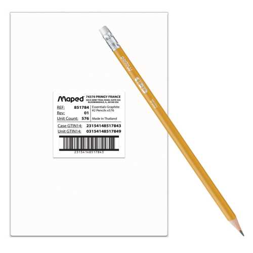 Pre-Sharpened Triangular No. 2 Graphite Pencils with Latex-Free Erasers, Yellow, 576 Count