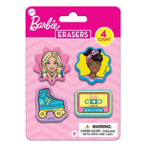 Barbie Shaped Erasers, 4 Count