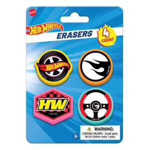 Hot Wheels Shaped Erasers, 4 Count
