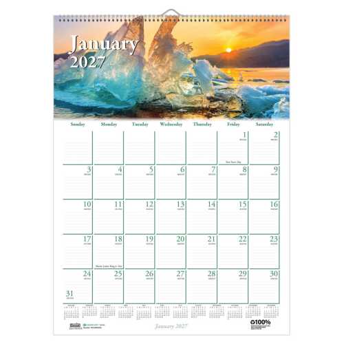 Earthscapes Recycled Monthly Wall Calendar, 12
