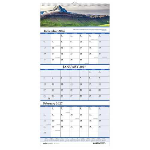 Earthscapes Recycled Wall Calendar, 12.25