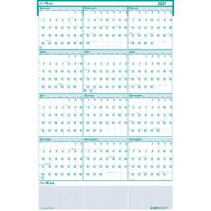 Express Track Recycled Yearly Wall Calendar, 24" x 37"
