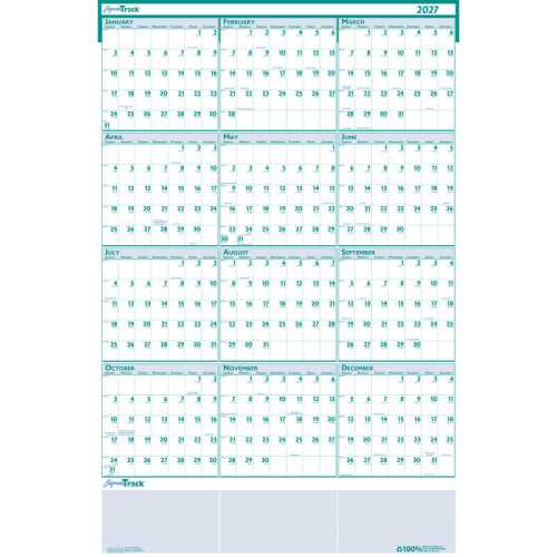 Express Track Recycled Yearly Wall Calendar, 24