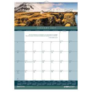 Earthscapes Recycled Monthly Wall Calendar, 12" x 16.5"