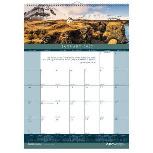 Earthscapes Recycled Monthly Wall Calendar, 12