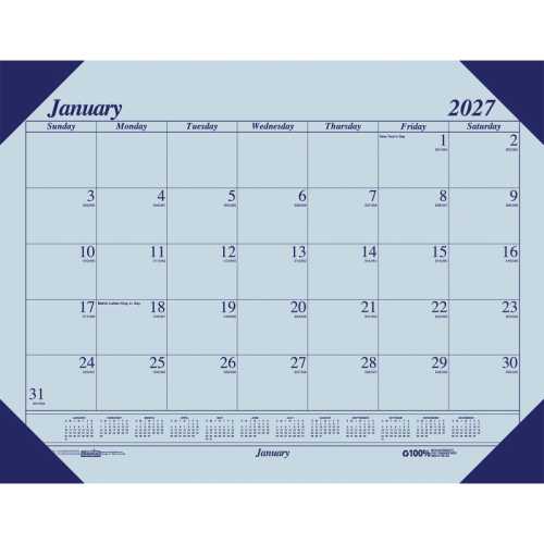 EcoTones Recycled Monthly Desk Pad Calendar, 22