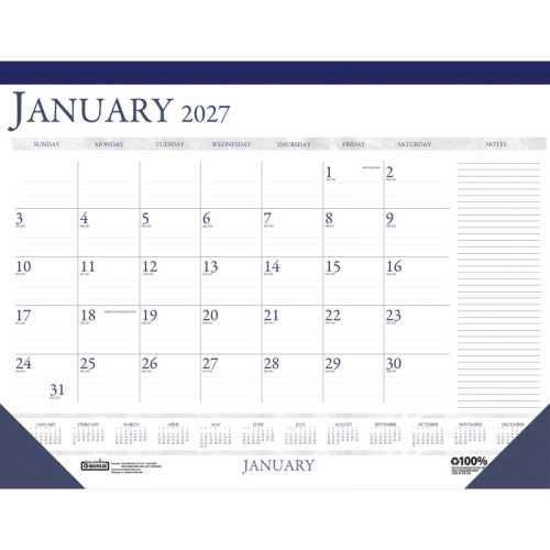 Recycled Monthly Desk Pad Calendar, 22