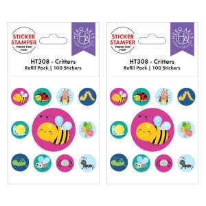 Critters Sticker Stamper Refill Pack, 100 Stickers, Set of 2