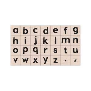 Modern Lowercase Letter Woodblock Stamp Set, 28 Stamps