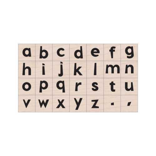 Modern Lowercase Letter Woodblock Stamp Set, 28 Stamps