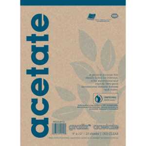 Clear Acetate Pad, 9" x 12", 25 Sheets