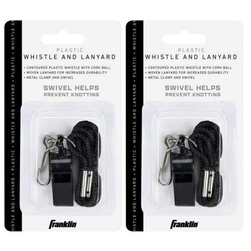 Plastic Whistle with Lanyard, Cork Pea, Coach and Referee Whistle, 3 Pack