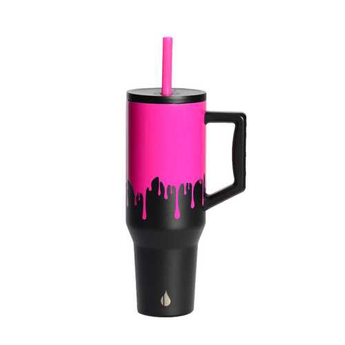 40oz Commuter Tumbler - Hot Pink Drip