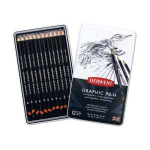 Graphic Soft Graphite Pencils, 12 Degrees in Metal Tin