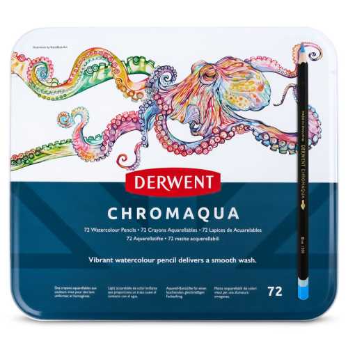 Chromaqua Watercolor Pencils, 72-Count Metal Tin