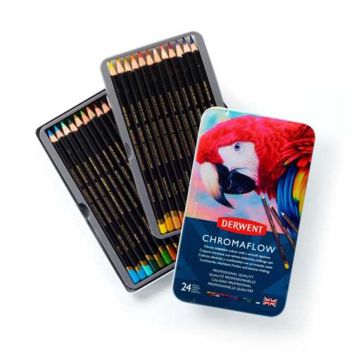 Chromaflow Soft-Core Colored Pencils, 24-Count Two-Layer Tin