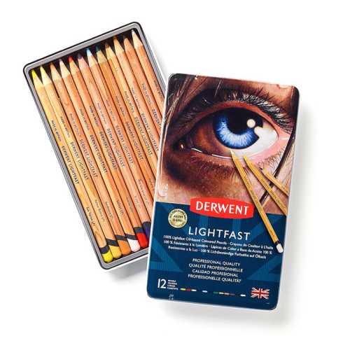 Lightfast Oil-Based Colored Pencils, 12-Count Metal Tin