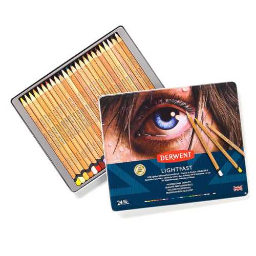 Lightfast Oil-Based Colored Pencils, 24-Count Metal Tin