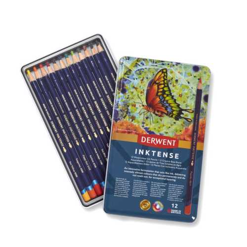 Inktense Water-Soluble Ink Pencils, 12-Count Metal Tin