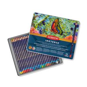 Inktense Water-Soluble Ink Pencils, 24-Count Metal Tin
