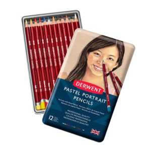 Skin Tone Soft Pastel Pencils, 12-Count Metal Tin