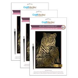 Deluxe Engraving Art Kit, Tiger Family Design, Set of 3
