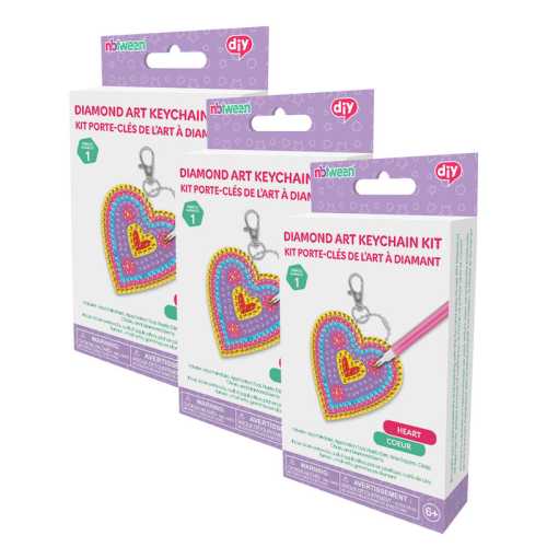 Diamond Painting Keychain Kit, Heart Design, Set of 3
