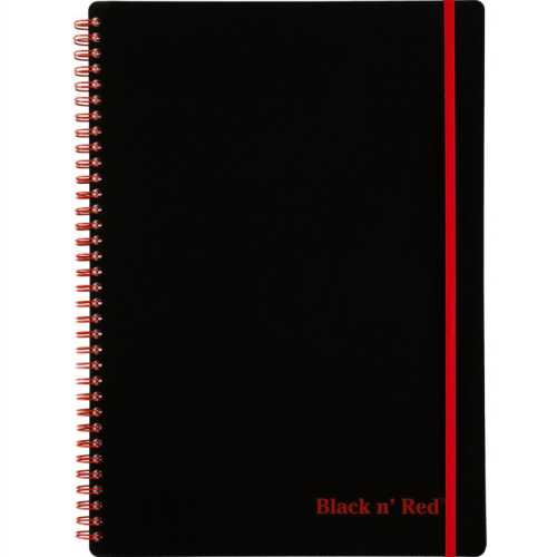 Soft Cover Twin-Wire Business Notebook, 70 Sheets, 11.75 in x 8.25 in, Black